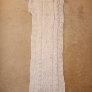 Kapucnis sál, kézzel kötött beige színű  - ruha & divat - sál, sapka, kendő - Meska.hu