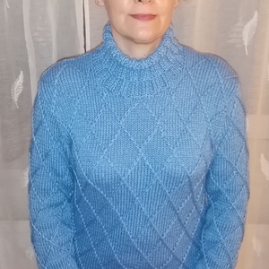 Rombusz mintás unisex kézzel kötött pulóver  - ruha & divat - női ruha - pulóver - Meska.hu