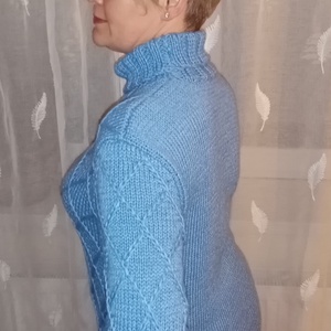 Rombusz mintás unisex kézzel kötött pulóver  - ruha & divat - női ruha - pulóver - Meska.hu