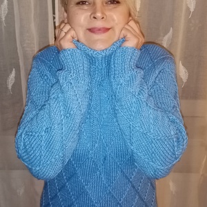 Rombusz mintás unisex kézzel kötött pulóver  - ruha & divat - női ruha - pulóver - Meska.hu