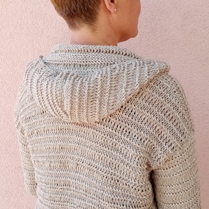 Azsur mintás kardigán beige szinben - ruha & divat - női ruha - pulóver - Meska.hu