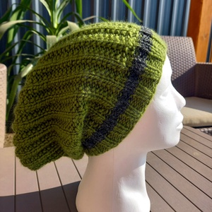 Beanie sapka olíva zöld, kézzel kötött , Ruha & Divat, Sál, Sapka, Kendő, Fejpánt, Kötés, MESKA