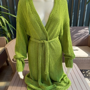 Kezi kötéssel készült hosszú Zöld kardigán - ruha & divat - női ruha - pulóver & kardigán - Meska.hu