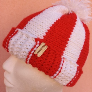 Sapka csíkos, piros, fehér  - ruha & divat - sál, sapka, kendő - vállkendő - Meska.hu