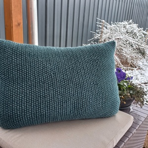 Kézzel kötött párna huzat türkiz  - otthon & életmód - lakástextil - párna & párnahuzat - díszpárnahuzat - Meska.hu
