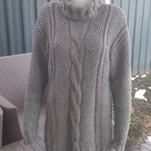 Szürke gyapjú női pulóver  - Meska.hu