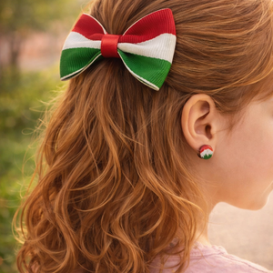 Magyaros pöttyfülbevaló, masni hajcsattal - ruha & divat - hajdísz & hajcsat - hajdísz - Meska.hu