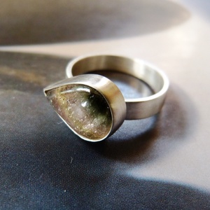 Dinnye turmalin ezüst gyűrű  -  - Meska.hu