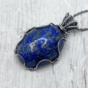 Lápisz lazuli ezüst nyaklánc , Ékszer, Nyaklánc, Medálos nyaklánc, Ékszerkészítés, Ötvös, MESKA