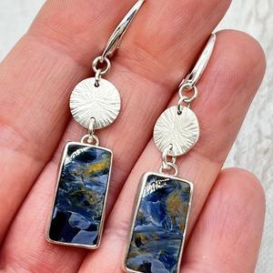 Pietersite ezüst fülbevaló 2. - ékszer - fülbevaló - lógó fülbevaló - Meska.hu