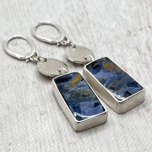 Pietersite ezüst fülbevaló 2. - ékszer - fülbevaló - lógó fülbevaló - Meska.hu