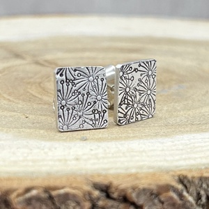 Pitypangos ezüst bedugós fülbevaló, szögletes - Meska.hu