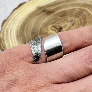 Rusztikus széles ezüst gyűrű  - ékszer - gyűrű - statement gyűrű - Meska.hu