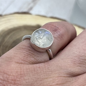 Telihold ezüst gyűrű holdkővel - ékszer - gyűrű - szoliter gyűrű - Meska.hu