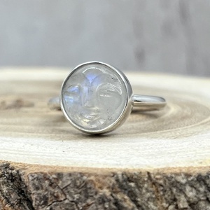 Telihold ezüst gyűrű holdkővel - Meska.hu