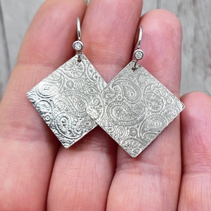 Paisley mintás ezüst fülbevaló - ékszer - fülbevaló - lógó fülbevaló - Meska.hu