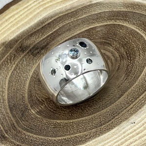 Zafír, akvamarin ezüst gyűrű  - Meska.hu