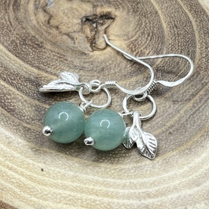 Aventurin ezüst fülbevaló levélkével, Ékszer, Fülbevaló, Lógó fülbevaló, Ékszerkészítés, Ötvös, MESKA