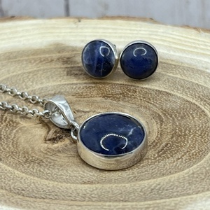 Szodalit ásványos ezüst ékszerszett - Meska.hu