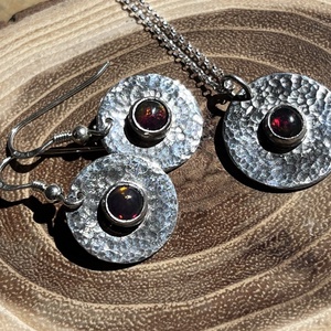 Fekete opál ezüst fülbevaló és medál szett, Ékszer, Nyaklánc, Medálos nyaklánc, Ékszerkészítés, Ötvös, MESKA