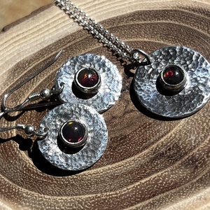 Fekete opál ezüst fülbevaló és medál szett - ékszer - nyaklánc - medálos nyaklánc - Meska.hu