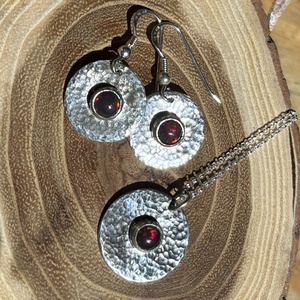 Fekete opál ezüst fülbevaló és medál szett - ékszer - nyaklánc - medálos nyaklánc - Meska.hu