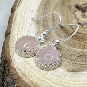 Rózsakvarc ezüst fülbevaló - ékszer - fülbevaló - lógó fülbevaló - Meska.hu