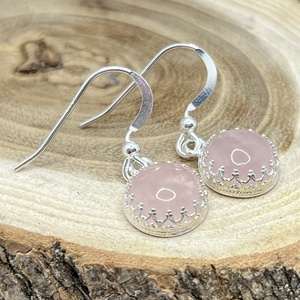 Rózsakvarc ezüst fülbevaló - ékszer - fülbevaló - lógó fülbevaló - Meska.hu