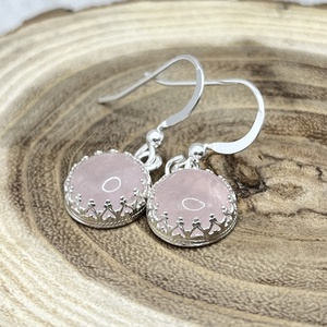 Rózsakvarc ezüst fülbevaló - Meska.hu