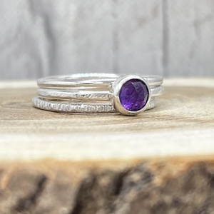 Halmozható Ametiszt Ezüst Gyűrűszett � A Te Egyedi Kombinációd - Meska.hu