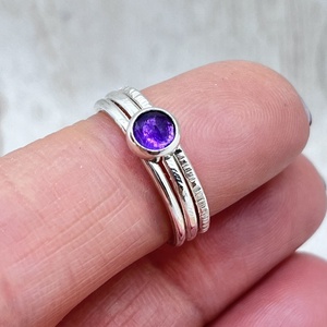 Halmozható Ametiszt Ezüst Gyűrűszett � A Te Egyedi Kombinációd - ékszer - gyűrű - vékony gyűrű - Meska.hu