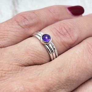 Halmozható Ametiszt Ezüst Gyűrűszett � A Te Egyedi Kombinációd - ékszer - gyűrű - vékony gyűrű - Meska.hu