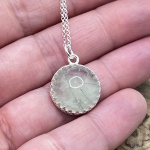 Prehnit ezüst nyaklánc  - ékszer - nyaklánc - statement nyaklánc - Meska.hu