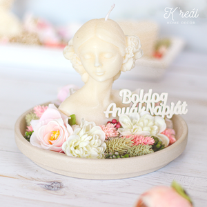 Tavaszi asztaldísz szójagyertyával, Otthon & Életmód, Virágdekoráció, Virágdíszek, Asztali virágdísz, Virágkötés, MESKA