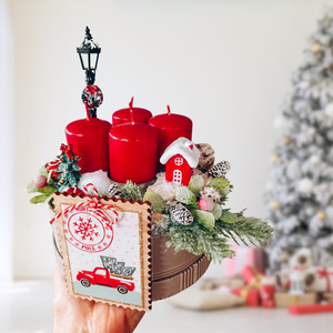 North Pole adventi box - négygyertás dekoráció - karácsony - adventi díszek - adventi gyertyadíszek és koszorúdíszek - Meska.hu