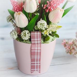 Tulipános kaspó - tavaszi asztaldísz - otthon & életmód - dekoráció - asztal és polc dekoráció - asztaldísz - Meska.hu