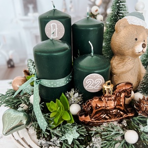 Adventi asztaldísz kerámia macival - karácsony - adventi díszek - adventi gyertyadíszek és koszorúdíszek - Meska.hu