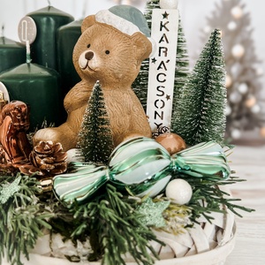 Adventi asztaldísz kerámia macival - karácsony - adventi díszek - adventi gyertyadíszek és koszorúdíszek - Meska.hu