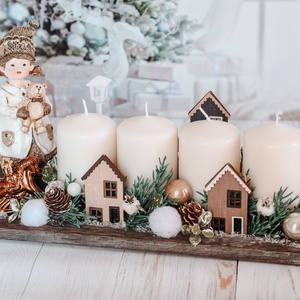 Adventi tál nosztalgia kislányfigurával - karácsony - adventi díszek - adventi asztaldísz - Meska.hu