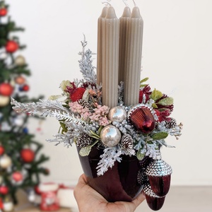 Makkos adventi kaspó, Karácsony, Adventi díszek, Adventi asztaldísz, Virágkötés, MESKA
