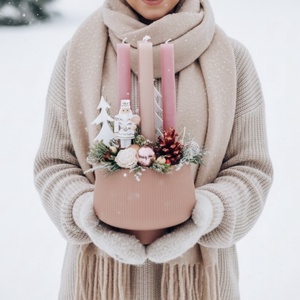 Pasztell adventi kaspó diótörővel - karácsony - adventi díszek - adventi gyertyadíszek és koszorúdíszek - Meska.hu