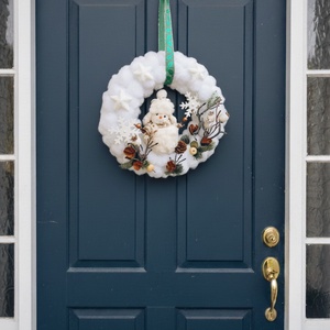 Téli hóemberes kopogtató - karácsony - adventi díszek - adventi ajtódísz - Meska.hu