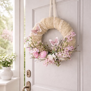 Bridgerton ihlette tavaszi kopogtató - otthon & életmód - dekoráció - ajtó- és ablak dekoráció - ajtódísz & kopogtató - Meska.hu