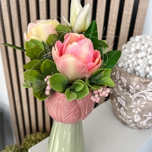 Tulipános tavaszi dekoráció - otthon & életmód - dekoráció - asztal és polc dekoráció - asztaldísz - Meska.hu