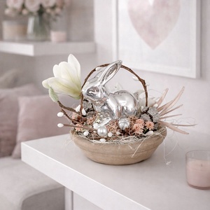 Húsvéti nyuszis asztaldísz, Ünnepi díszek, dekorációk, Húsvéti díszek és dekorációk, Húsvéti asztaldíszek, Virágkötés, MESKA