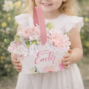 Húsvéti virágkosár - tavaszi dekoráció, Ünnepi díszek, dekorációk, Húsvéti díszek és dekorációk, Húsvéti kosár, Virágkötés, MESKA