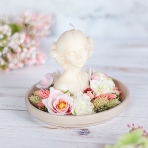 Tavaszi asztaldísz szójagyertyával - otthon & életmód - virágdekoráció - virágdíszek - asztali virágdísz - Meska.hu