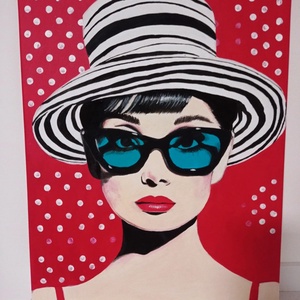 Audrey Hepburn akril festmény, Művészet, Festmény, Akril, Festészet, MESKA