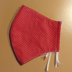 Akció! Textil szájmaszk - piros tűpettyes, női és tini méretben - Meska.hu