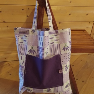 Összecsukható levendula mintás bevásárlószatyor + ajándék ökozsák - táska & tok - bevásárlás & shopper táska - shopper, textiltáska, szatyor - Meska.hu